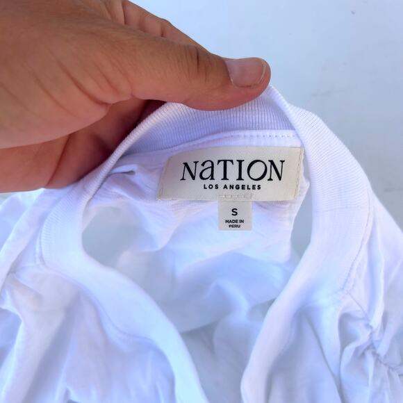 New Nation Ltd Frankie Muscle Tee Pima Cotton T-Shirt White Shirt Top Small - Picture 7 of 11